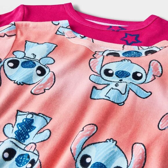 Girls' Lilo & Stitch Snug Fit 4pc Pajama Set - Pink (XS), Mix & Match, NWT - Picture 3 of 4